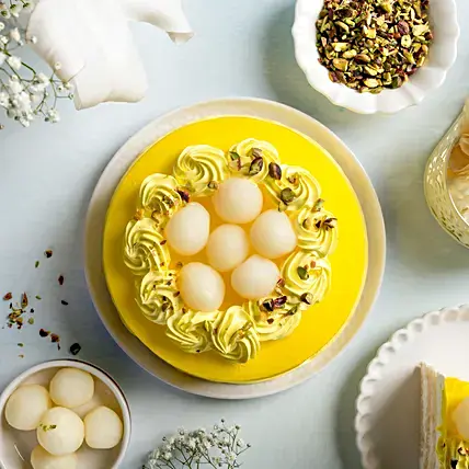 Vanilla Cream Cake With Rasgulla