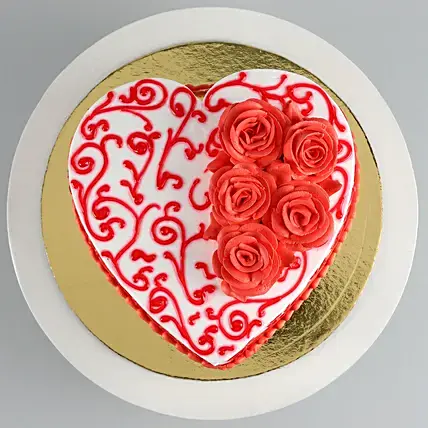 Rosy Heart Chocolate Cake
