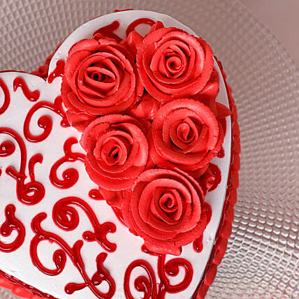 Rosy Heart Chocolate Cake
