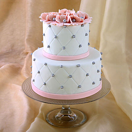 Pink Bow 2 Tier Truffle Cake