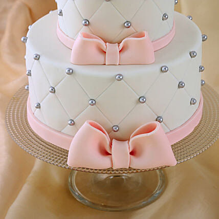 Pink Bow 2 Tier Truffle Cake