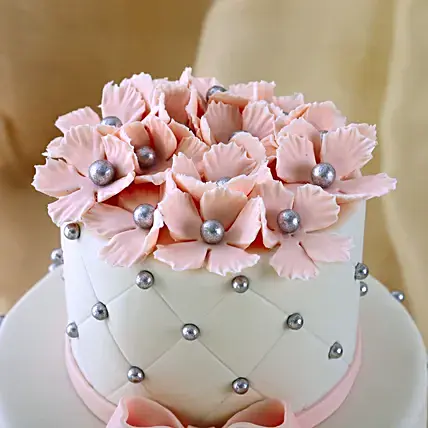 Pink Bow 2 Tier Truffle Cake