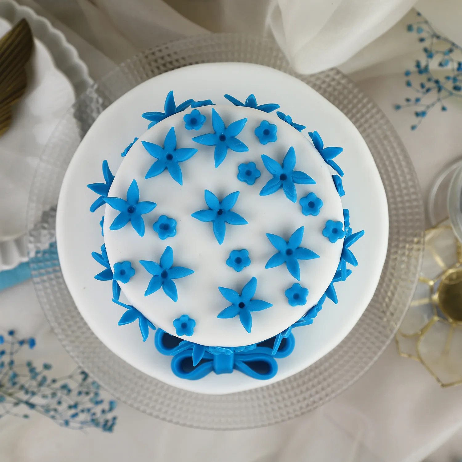 Blue Bow 2 Tier Truffle Cake