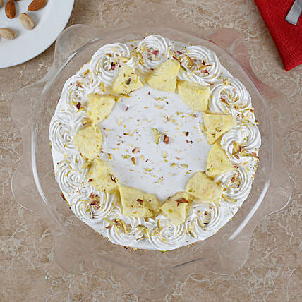 Vanilla Flavored Pista Rasmalai Cake