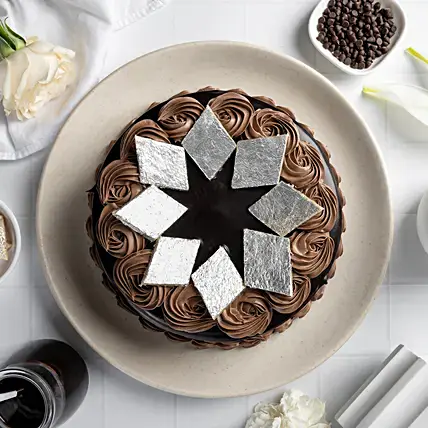 Chocolate Cream Cake With Kaju Katli