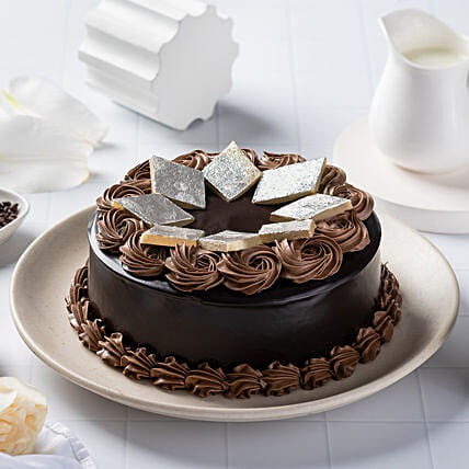 Chocolate Cream Cake With Kaju Katli