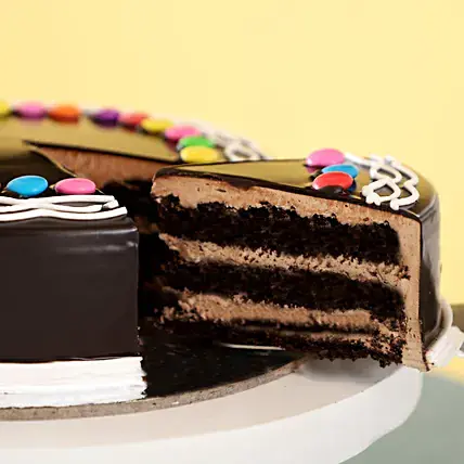 Gems Decorated Chocolate Cake