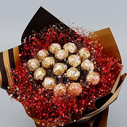 Rocher & Gypsophila Beautifully Tied Bouquet | Cake2homes