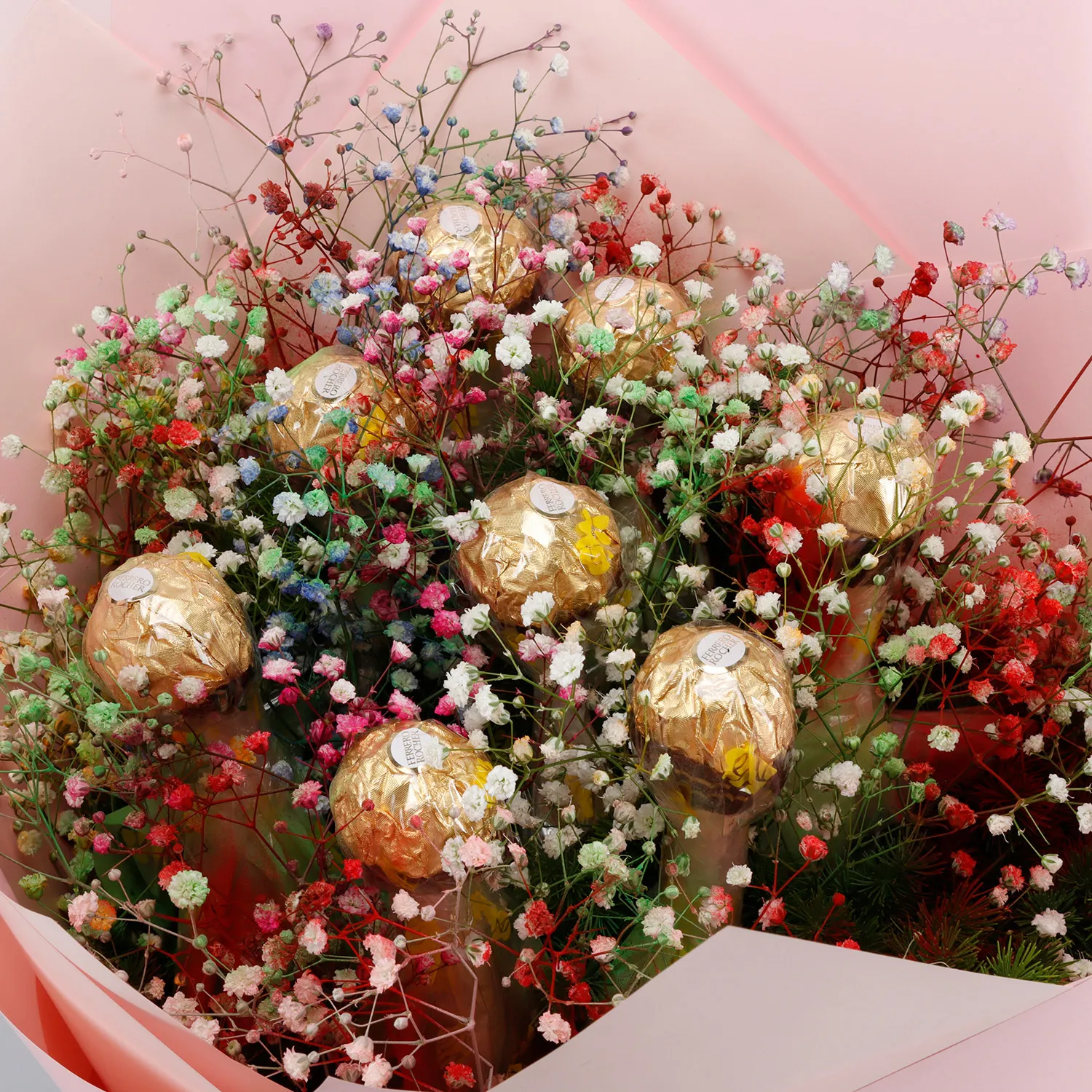 Beautifully Wrapped Pink Rocher Bouquet