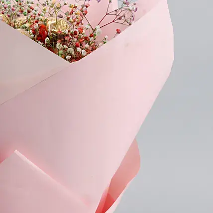 Beautifully Wrapped Pink Rocher Bouquet