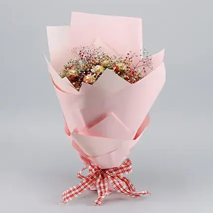Beautifully Wrapped Pink Rocher Bouquet