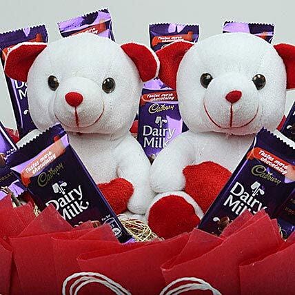 Chocolatey Basket of Teddy Bears