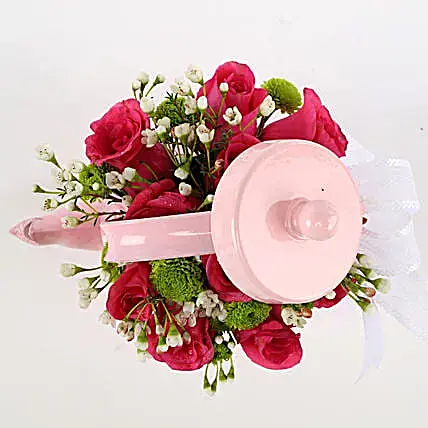 Pink Rose Tea Pot Arrangement