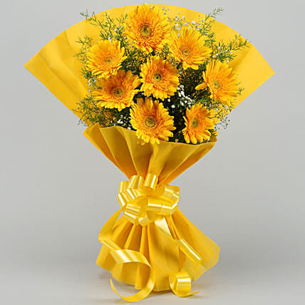 Yellow Mystique Gerbera Bouquet