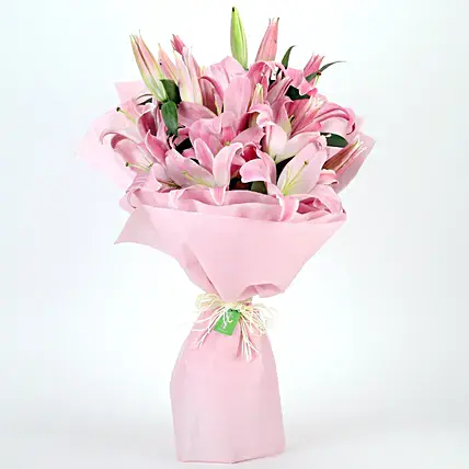 Passionate Oriental Pink Lilies Bouquet