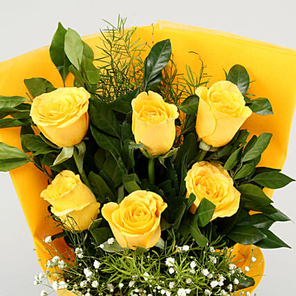 Sunshine Surprise 6 Yellow Roses Bunch
