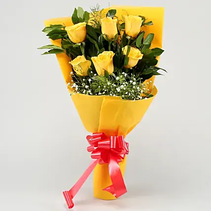 Sunshine Surprise 6 Yellow Roses Bunch
