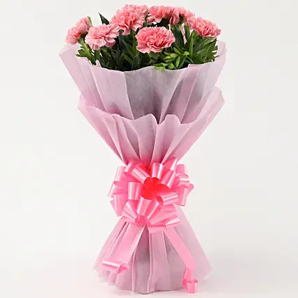 Beautiful 8 Pink Carnations Bouquet
