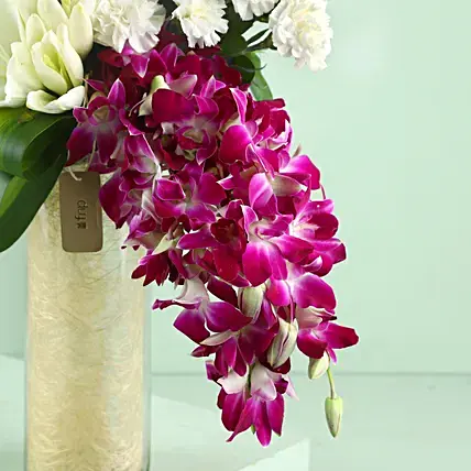 Orchids & Carnations Vase Arrangement