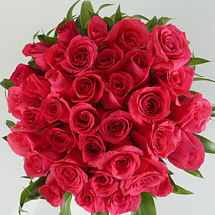 Pink Roses Glass Vase Arrangement