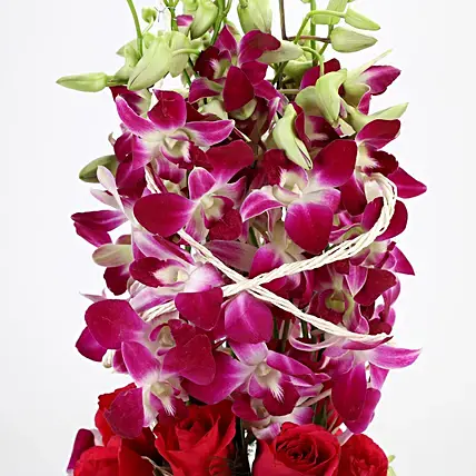Roses And Orchids Vase Arrangement