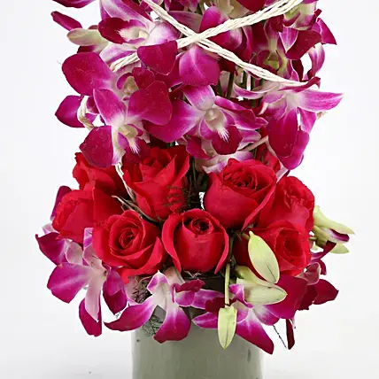 Roses And Orchids Vase Arrangement