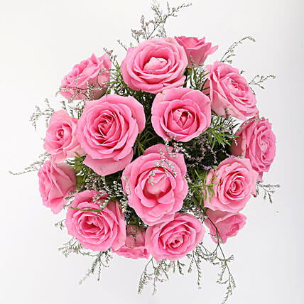 15 Pink Roses Vase Arrangement