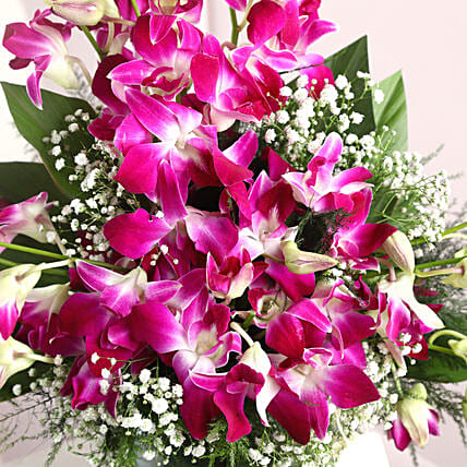 Purple Orchids Vase Arrangement