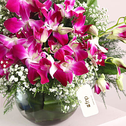 Purple Orchids Vase Arrangement