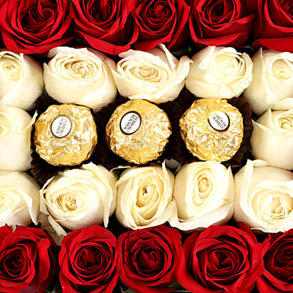 White & Red Roses Love Box