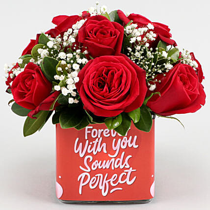 Bunch Of 10 Red Roses In Forever With You Sticker Vase