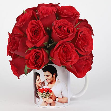 20 Red Roses in White Personalised Mug