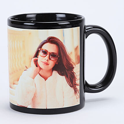 Red Roses in Personalised Black Mug