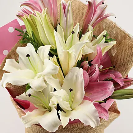 Pink & White Oriental Lilies Bunch