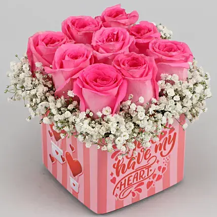 Pink Roses In You Have My Heart Sticker Vase