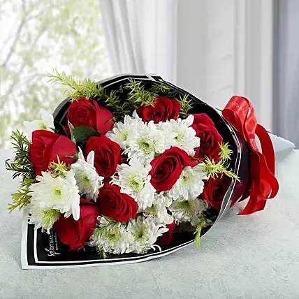Red Roses & White Daisies Bouquet