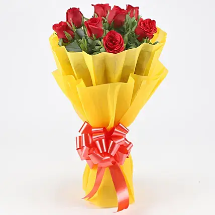 Elegant Bunch Of 8 Red Roses