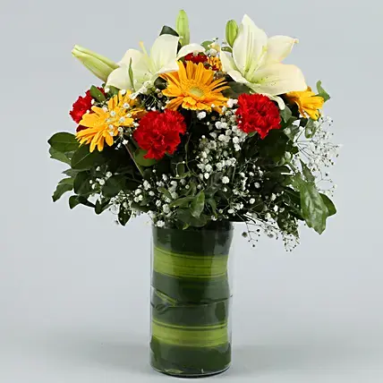 Graceful Flowers In Glass Vase