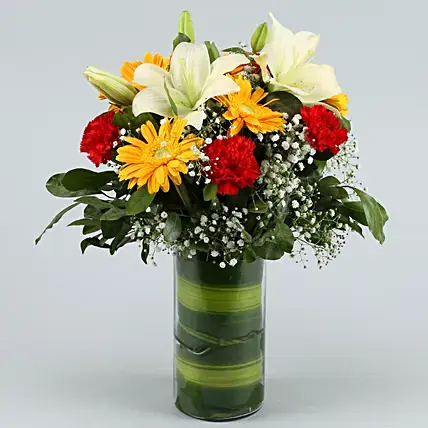 Graceful Flowers In Glass Vase