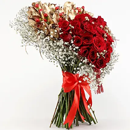 Golden & Red Roses Heart Royalty