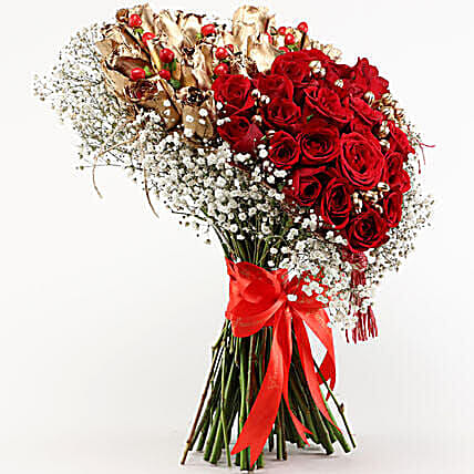 Golden & Red Roses Heart Royalty