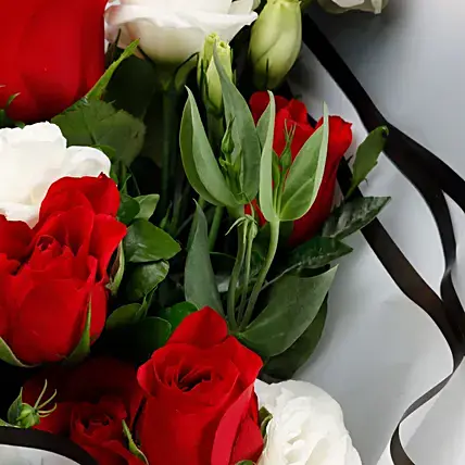 Red Roses & White Stoma Bouquet
