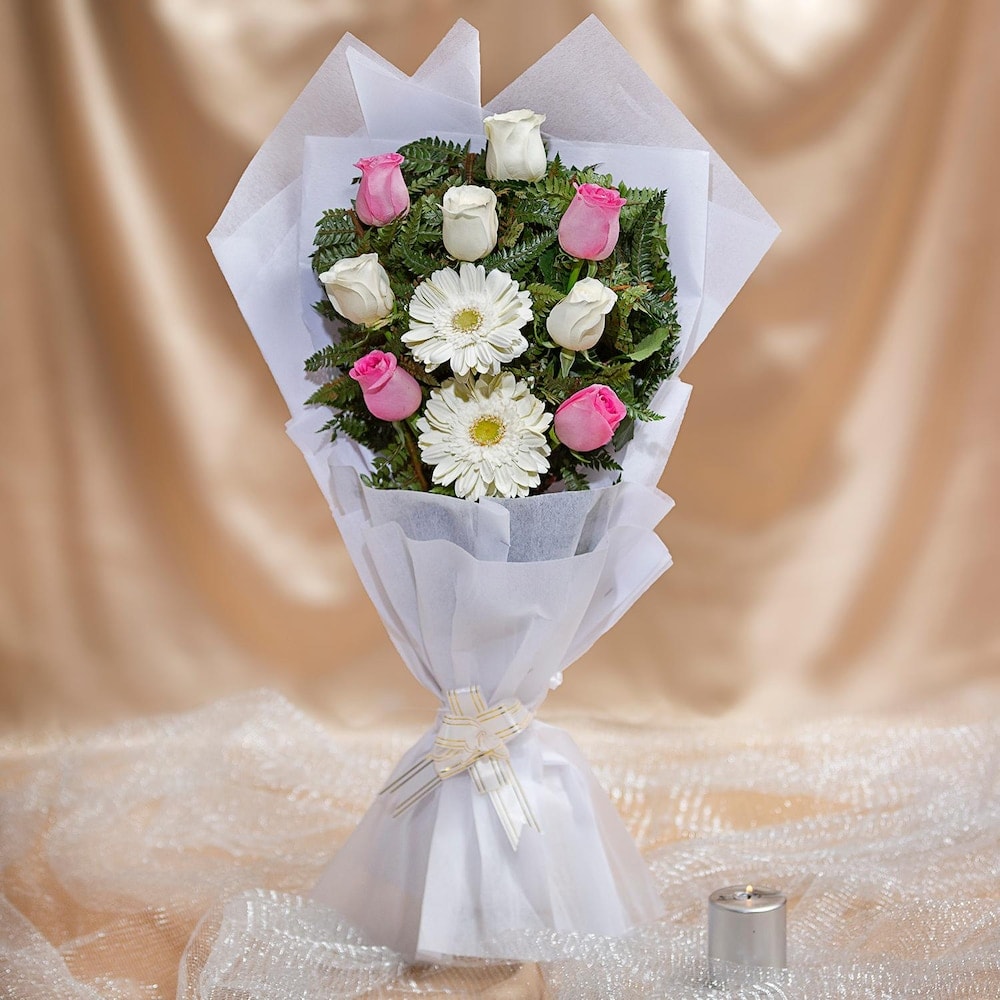 Elegant Floral Bouquet And Blackforest Cake Combo