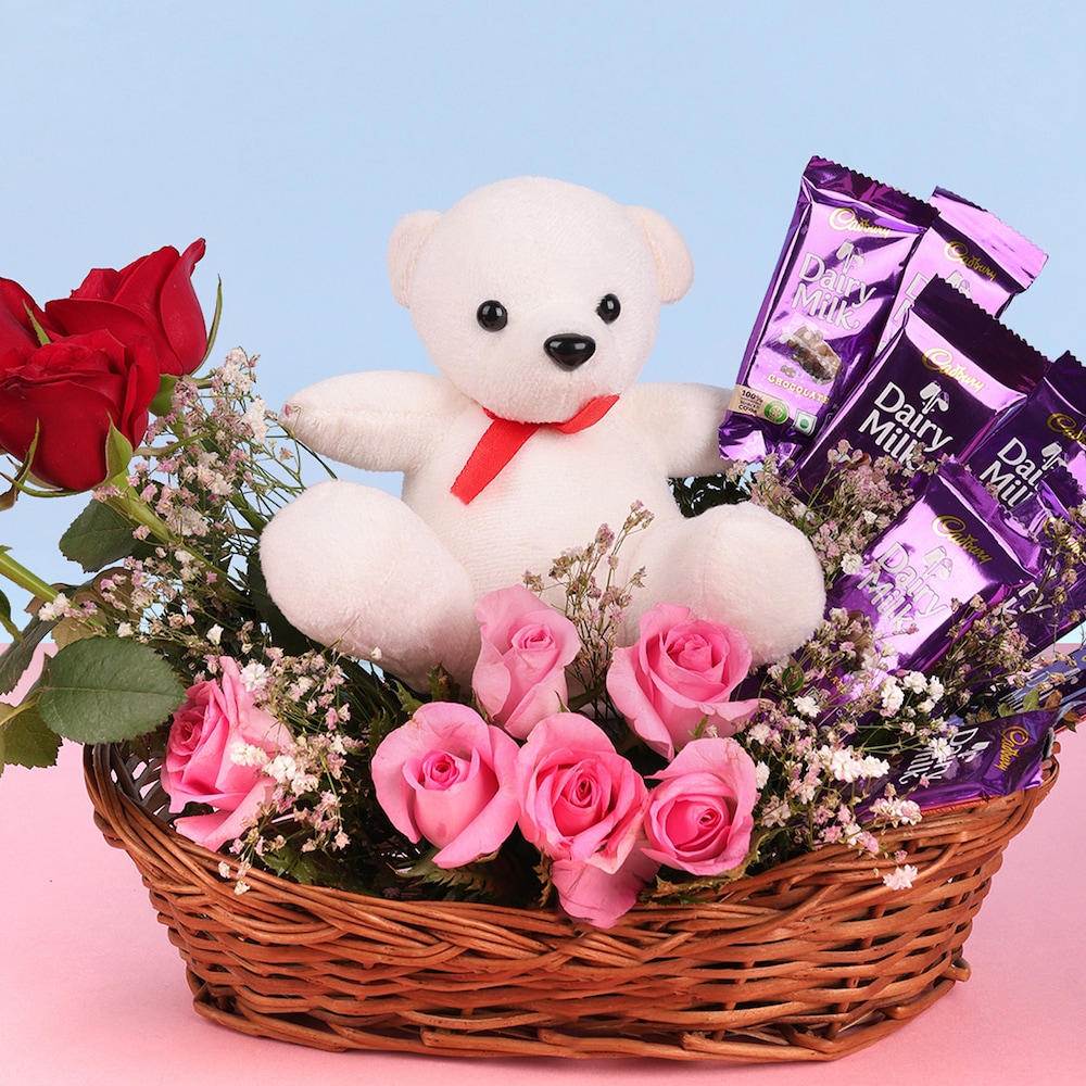 Charismatic Rose And Teddy Arrangement