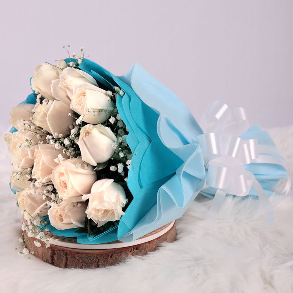 Serene White Roses Bouquet