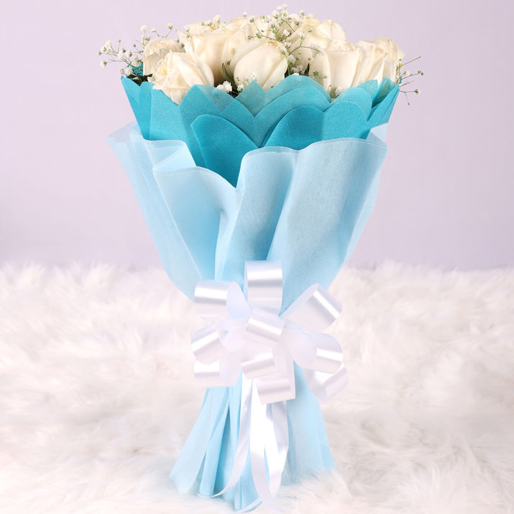 Serene White Roses Bouquet