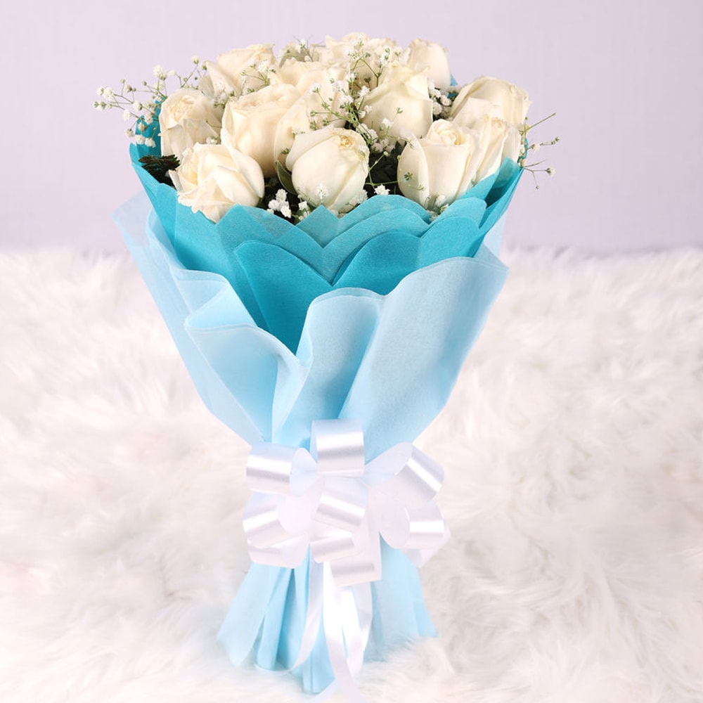 Serene White Roses Bouquet