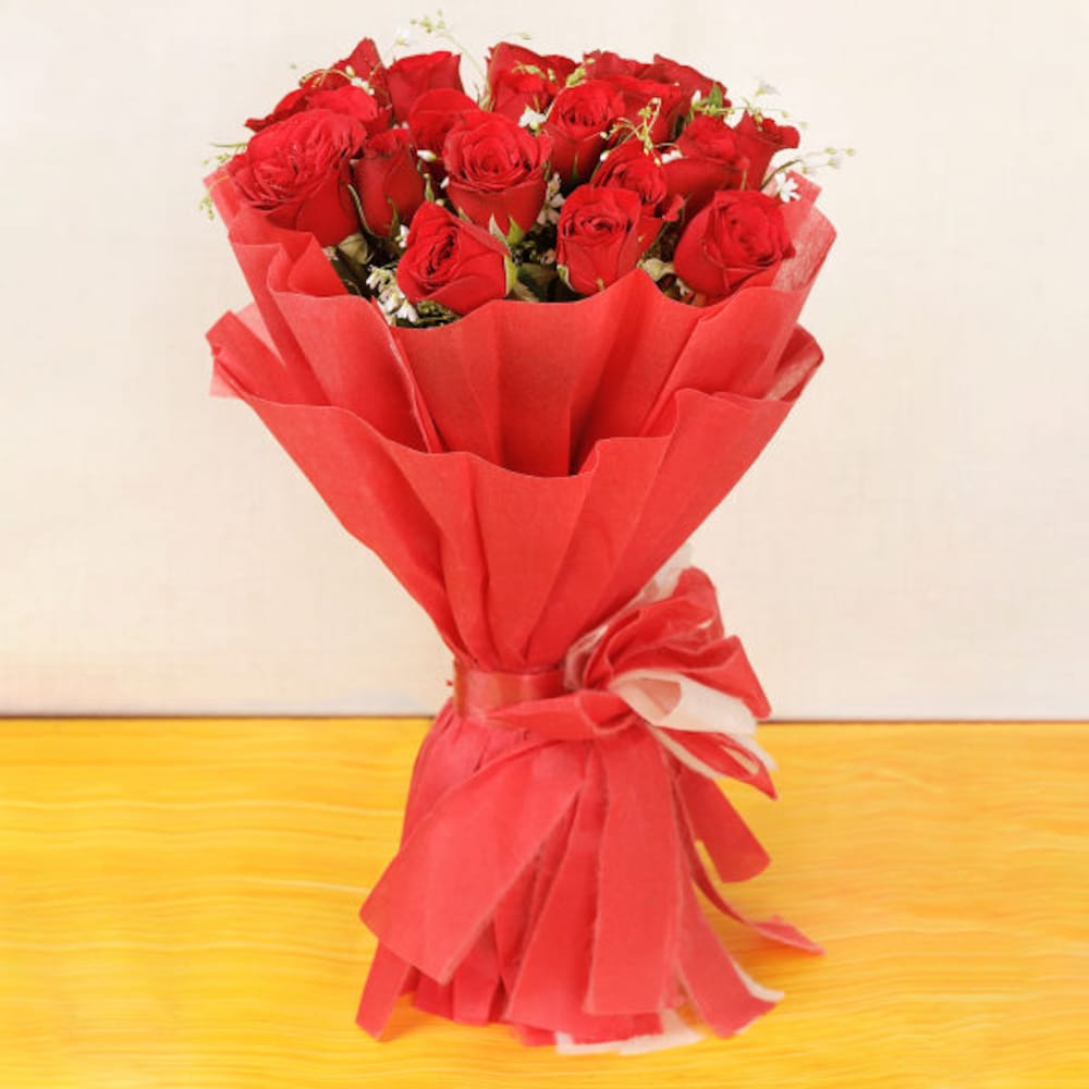 20 Red Roses And 2 Silk Chocolates