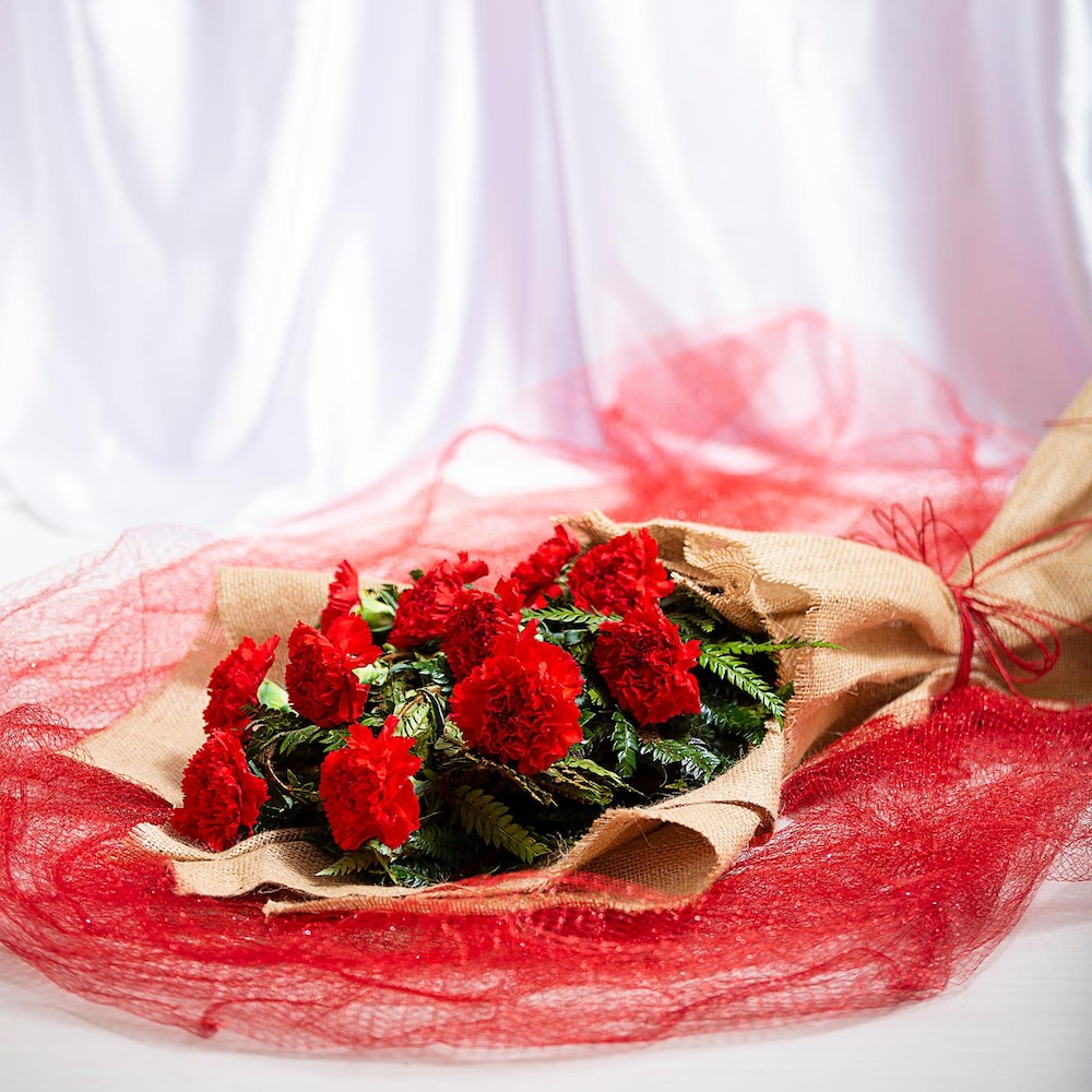 Celestial Carnations Jute Bouquet