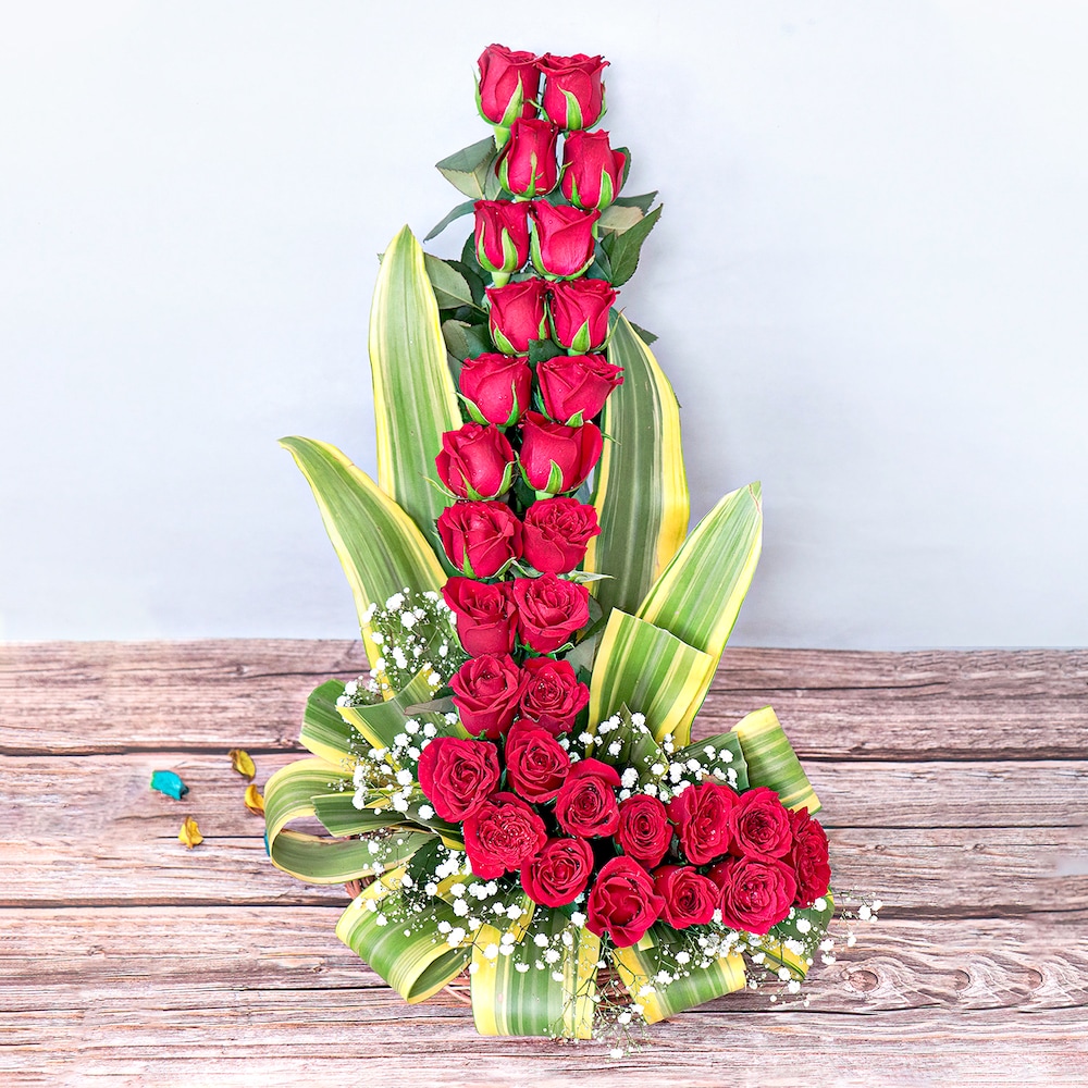 Exotic Red Roses Basket